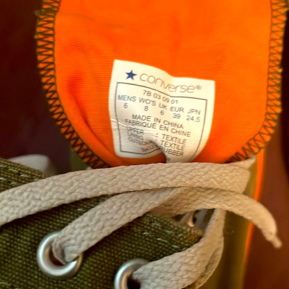Converse High-Top Sneakers - Olive and Orange - Picture 8 of 8
